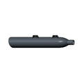 Matte black cylindrical front muffler with slight taper and two mounting brackets.