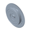 Gray circular damper spring with toothed outer edge and central hub with splines.