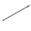Gray metal front propeller drive shaft with universal joints on both ends for off-road vehicle assembly.