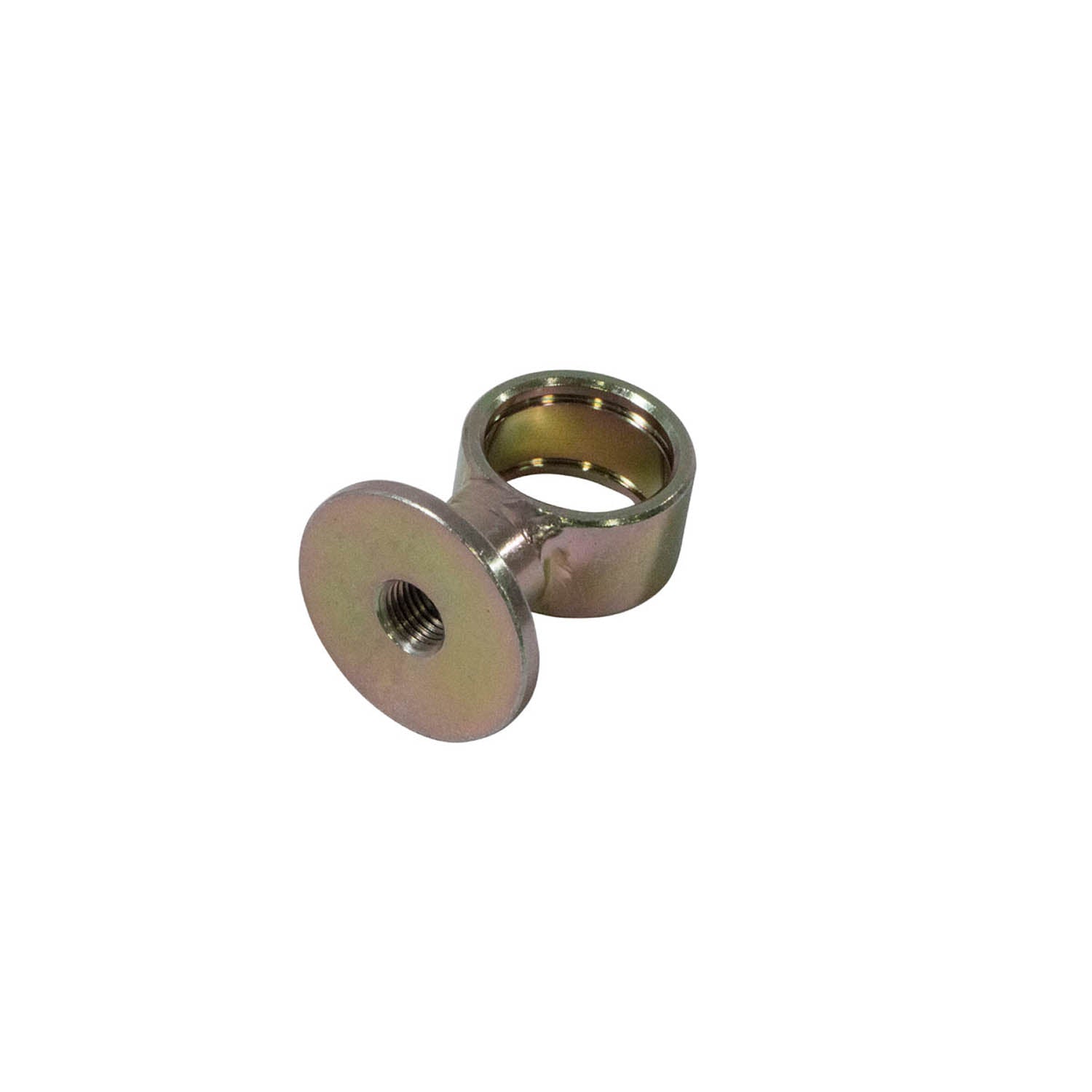Small metal eyelet with a flanged flat head and cylindrical barrel, polished silver finish.