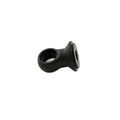 Black cylindrical eyelet with a flanged base and hollow center, made of durable material.