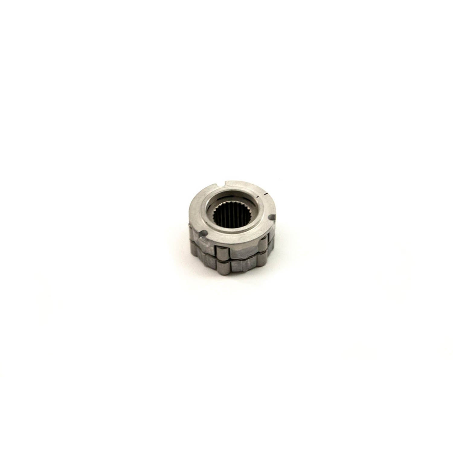 Metal front clutch hub with splined inner ring and segmented outer surface for offroad vehicle use.