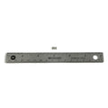 Silver metal ruler marked in inches and centimeters with small coiled spring on top.