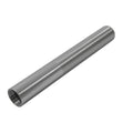 Silver cylindrical metal shock body tube with smooth polished finish and hollow center.