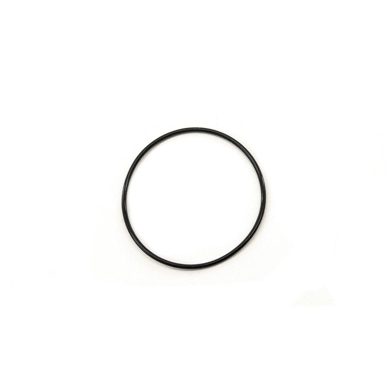 Black circular rubber O-ring seal with smooth surface on white background.