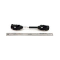 Black metal lower EPS steering shaft with U-joints on both ends, shown next to a 12-inch ruler for scale.