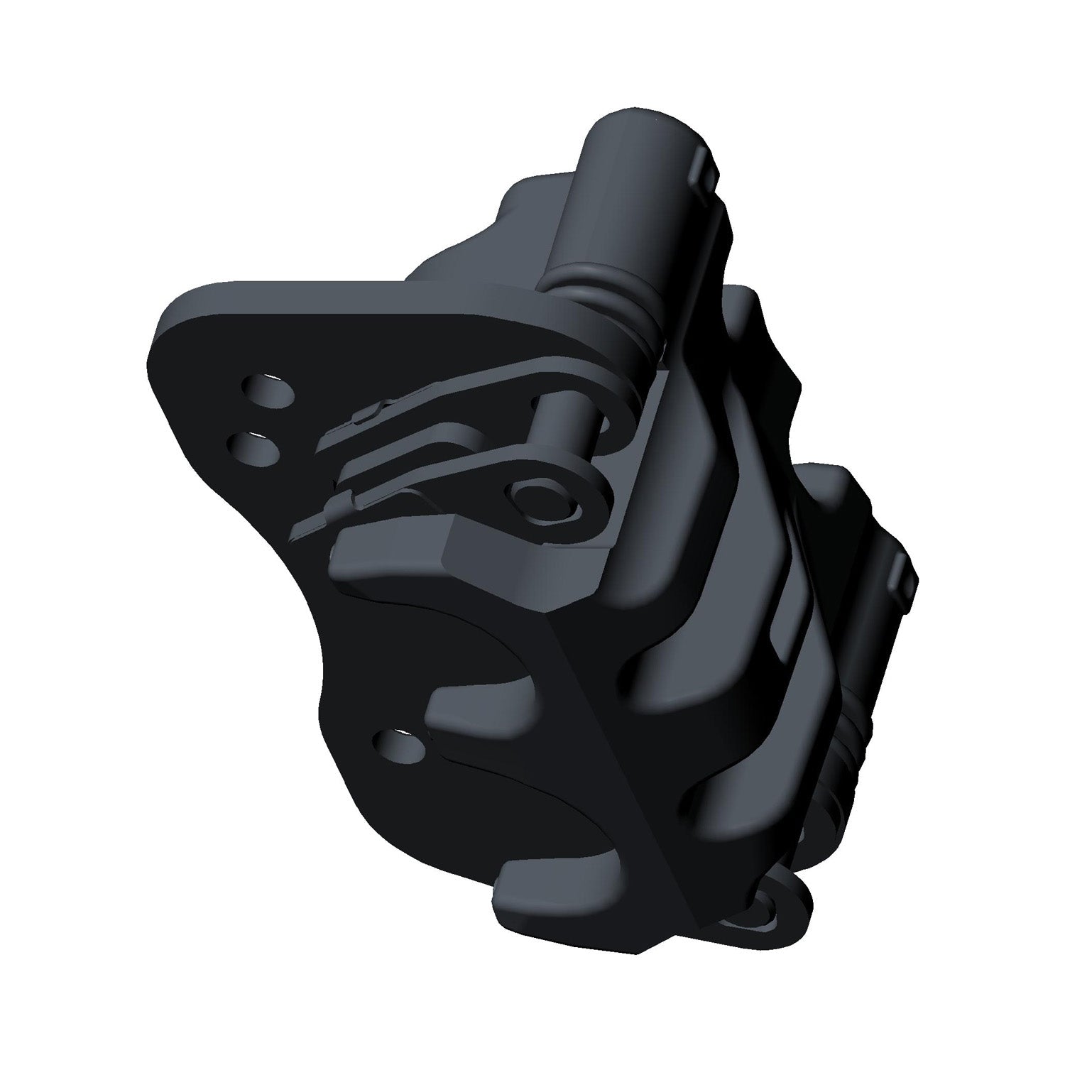 Black rear caliper brake for Polaris UTV with mounting holes and solid metal construction.