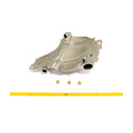 Silver metallic right-side fuel tank for Victory Vision motorcycle with three small brass fittings and a yellow measuring.