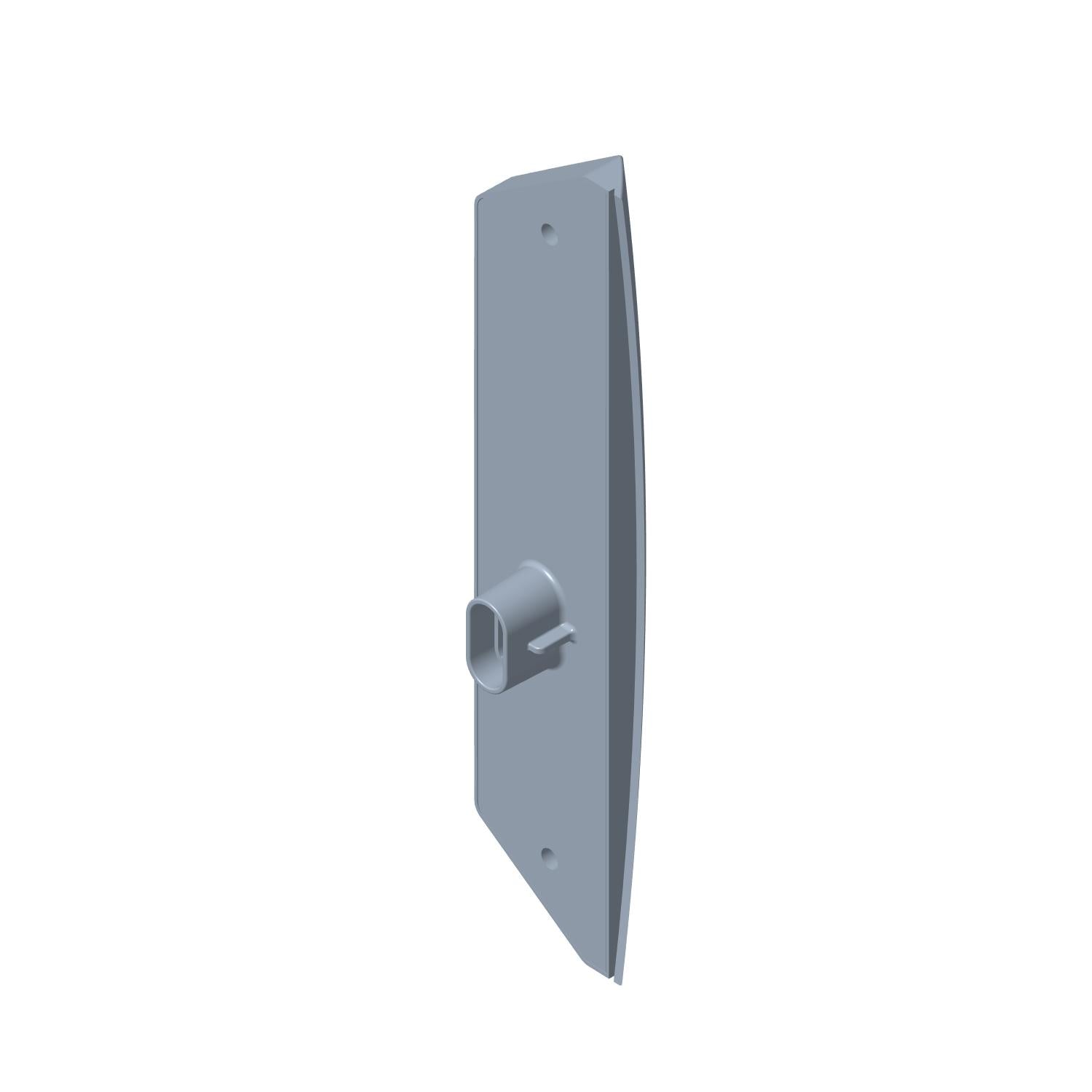 Gray rectangular Polaris taillight housing with mounting points and a cylindrical connector on the back side.