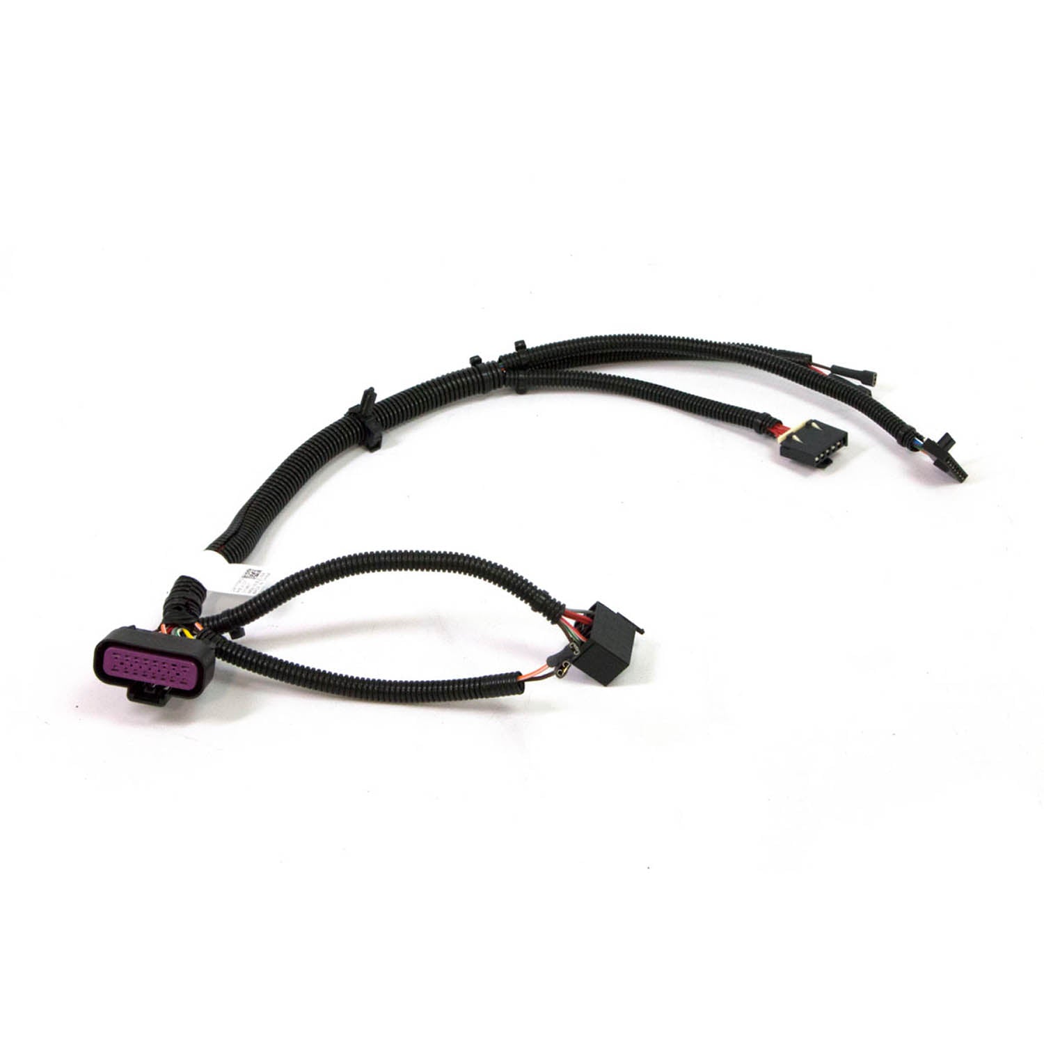 Black Polaris Dash Harness wiring with multiple connectors and protective sleeves for offroad vehicle use.