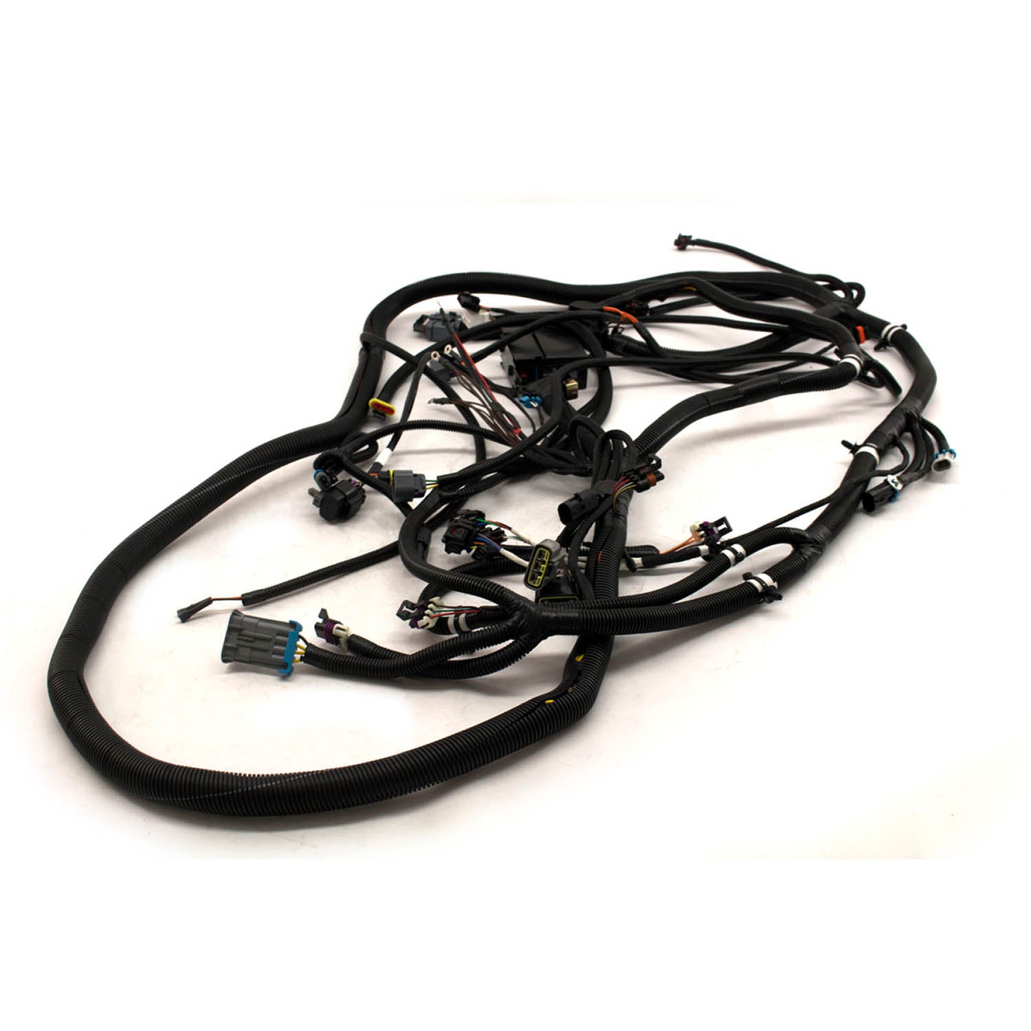 Black wiring harness with multiple connectors and insulated cables designed for offroad UTV use.