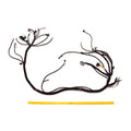 Black insulated wiring harness with multiple connectors and terminals designed for off-road vehicle use against white.