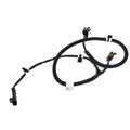 Black wired cargo box harness with multiple connectors and protective sheathing.