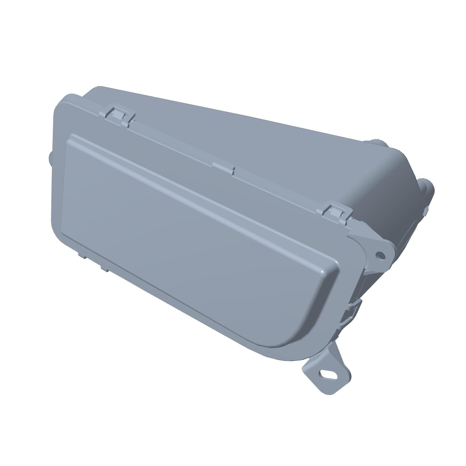 Gray plastic right LED headlight housing for Polaris offroad vehicles with angular design and mounting tabs.