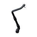 Black curved metal oil line tube with mounting bracket and hexagonal connector ends.