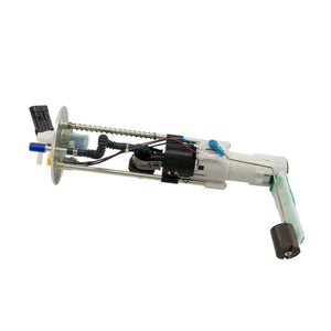White and black top-mount fuel pump module with wiring harness and metal spring for Victory Vision motorcycles.