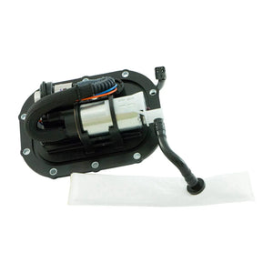 The Fuel Pump by Polaris includes wiring, a mounting plate, and a long white filter sock—perfect as an OEM Victory Polaris part replacement or as a reliable fuel pump replacement.