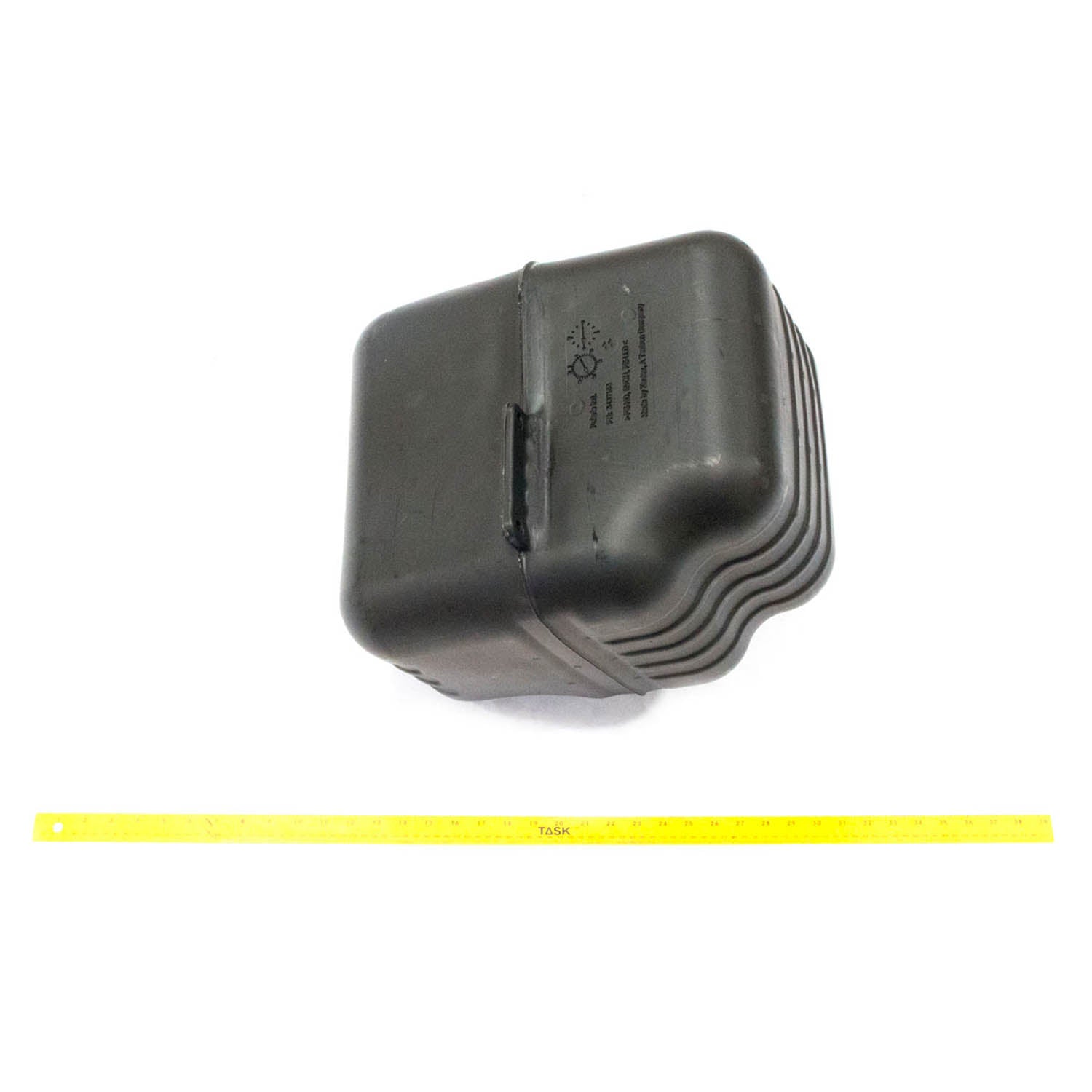 Black rectangular Polaris Fuel Tank Ranger EFI with ribbed sides, made of durable plastic.