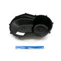 Black molded plastic outer clutch cover with multiple mounting points and a contoured design.