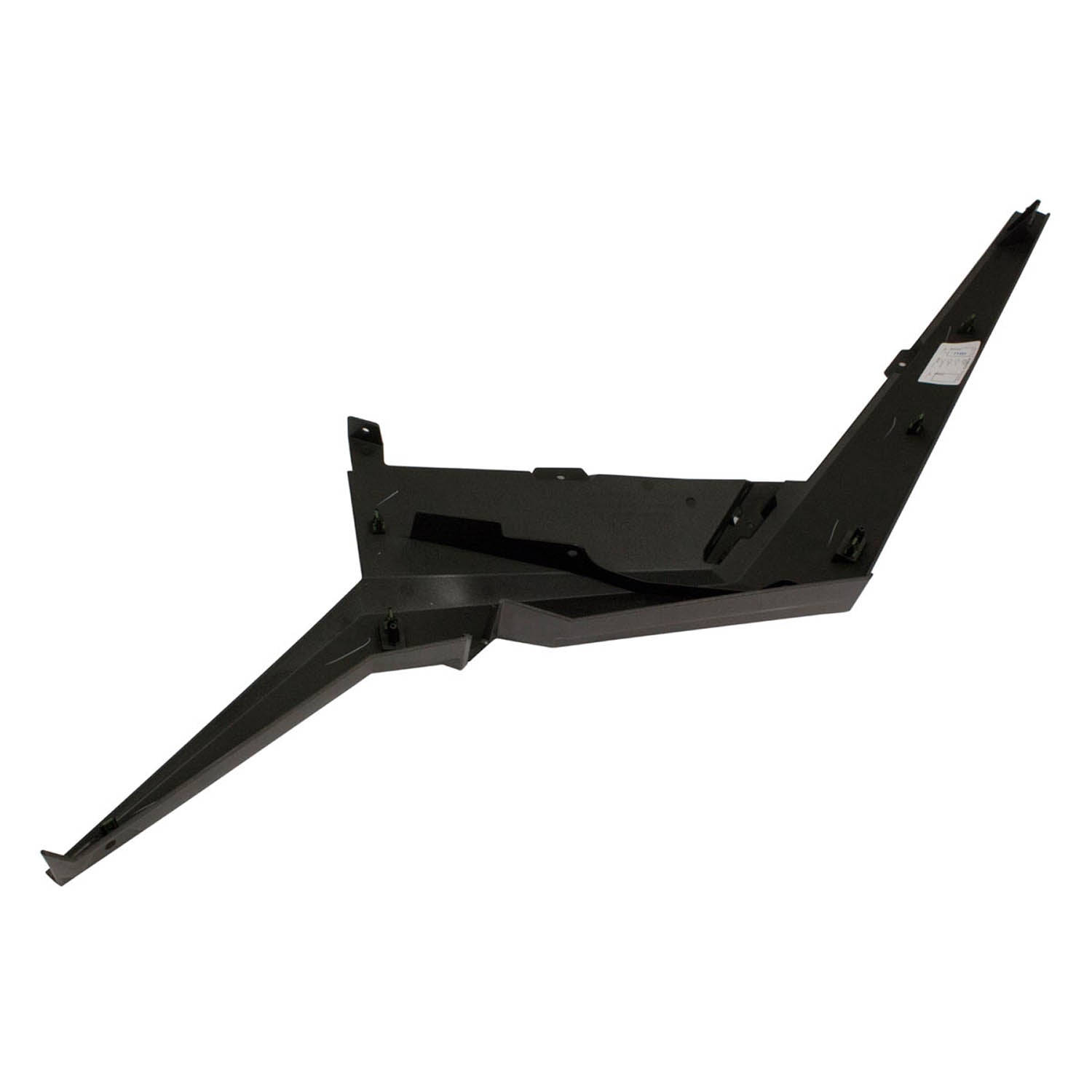 Black angular plastic rear fender panel with mounting points for Polaris UTV, left side designed.
