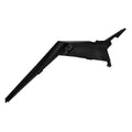 Black angular rear fender panel with smooth matte finish and mounting points.