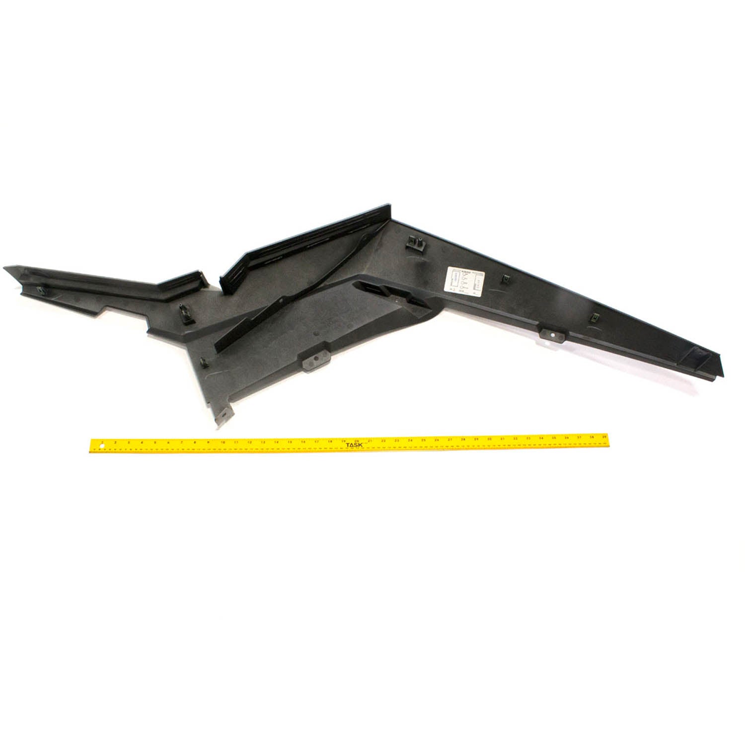 Matte black angular rear fender right side with mounting points and ridged design.