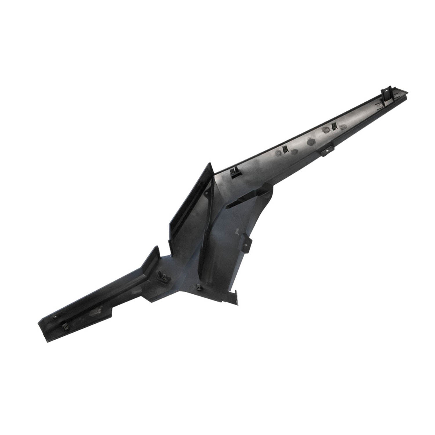 Black plastic rear right clip fender with angular design and molded mounting points for Polaris offroad vehicle.