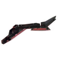 Black molded plastic rear left fender extension with angular design for Polaris offroad vehicle.