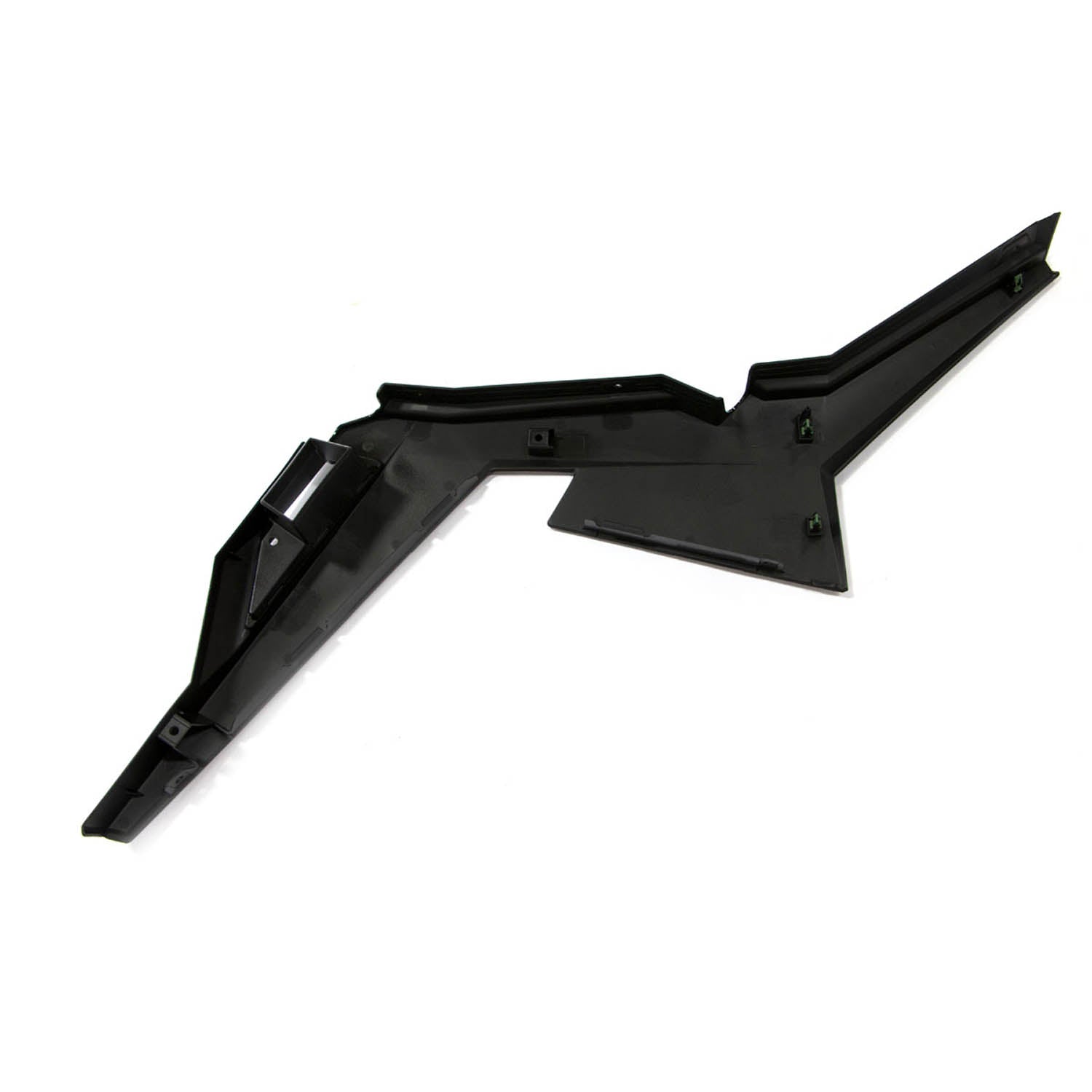 Black angular rear left fender for Polaris off-road vehicle, durable plastic material.