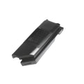 Black plastic rear fender panel with textured upper section and angular design for Polaris UTV.