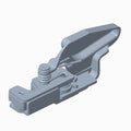 Gray metal left door latch for Polaris vehicles with a spring mechanism and angular handle design.