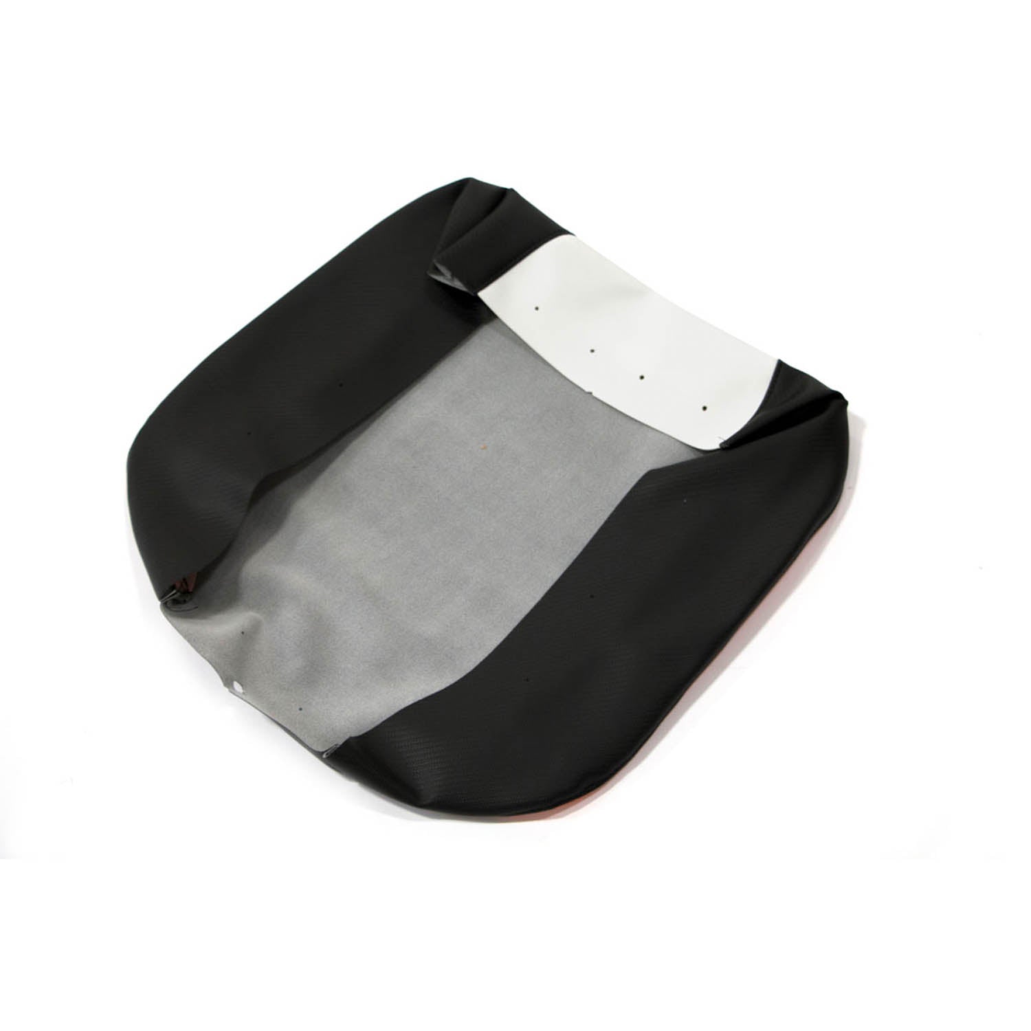 Black and white UTV seat bottom cover with smooth texture and reinforced edges.