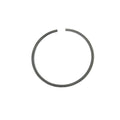 Black metal compression piston ring with a small gap for engine fitting.
