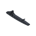 Black curved fixed guide with mounting holes and ribbed reinforcement, molded plastic design.