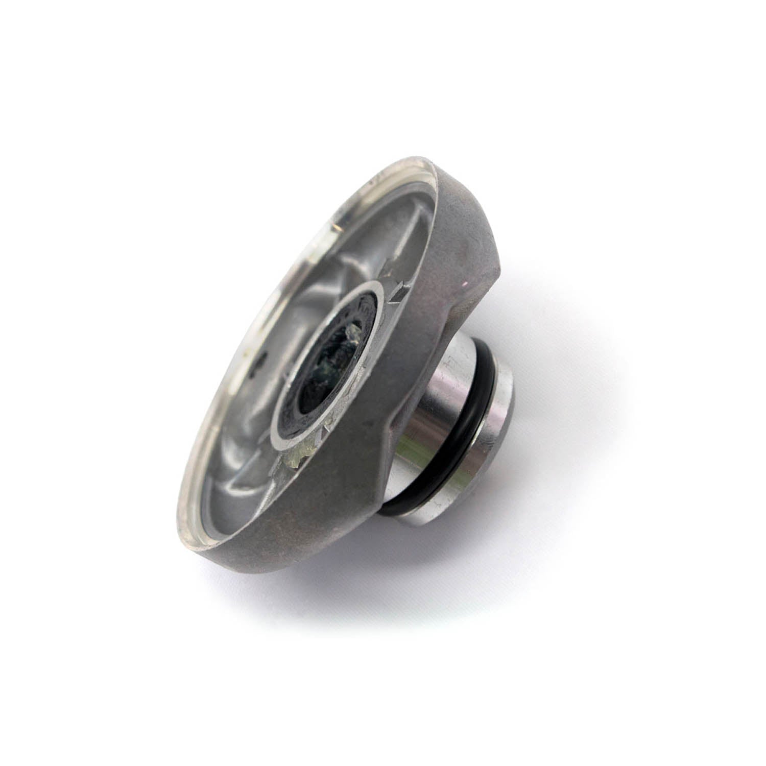 Metal front bracket with circular base and rubber seal designed for Polaris UTV models.