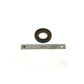 Black and blue rubber triple lip seal next to a metal ruler for size reference.