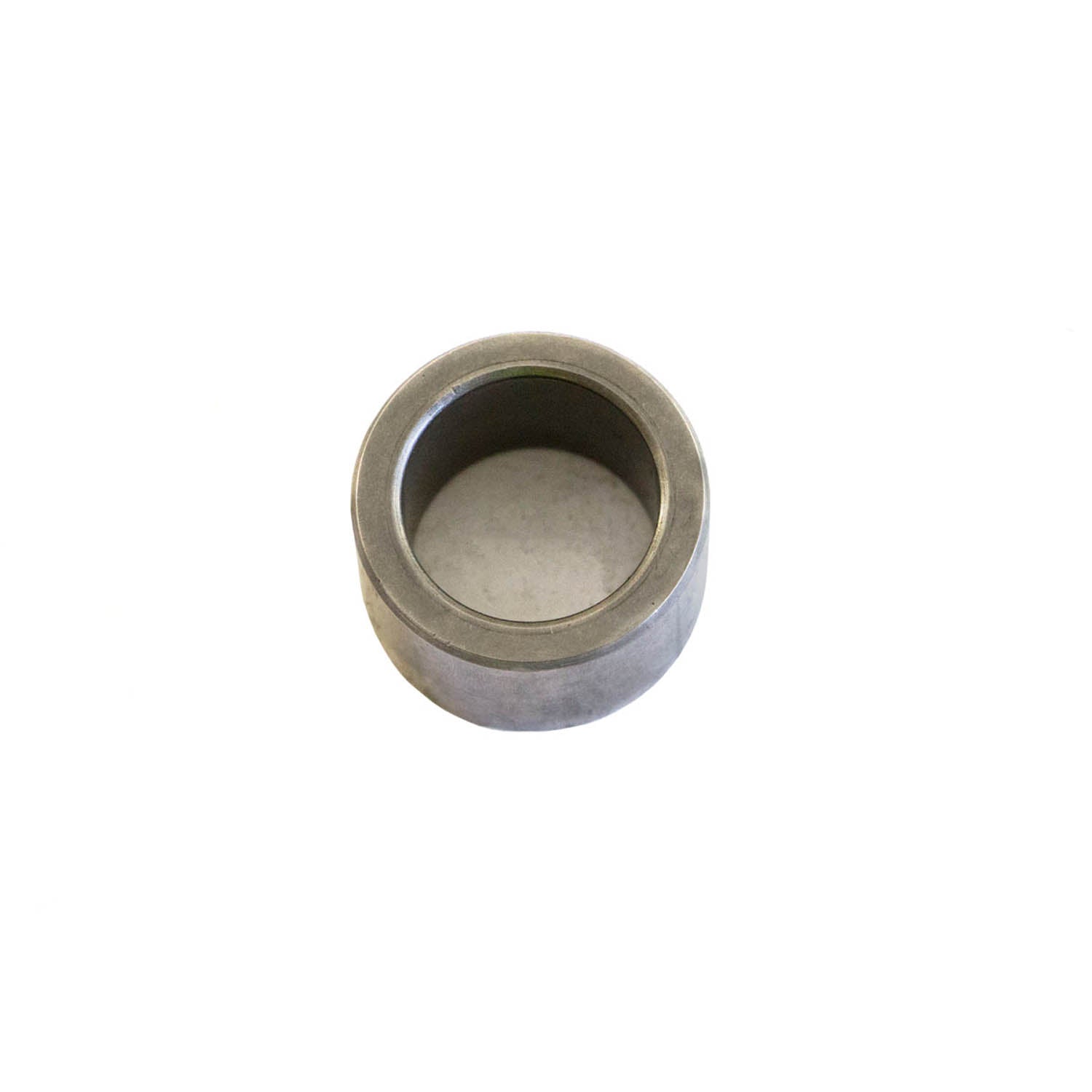 Cylindrical metal sleeve with smooth inner and outer surfaces, gray steel finish.