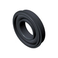 Black circular ball bearing with smooth rounded inner and outer edges, designed for mechanical use.