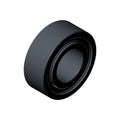 Black metal double row ball bearing with smooth cylindrical outer surface and recessed inner ring.