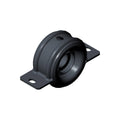 Black metal flex bearing mount with circular center and two flat mounting brackets with holes.