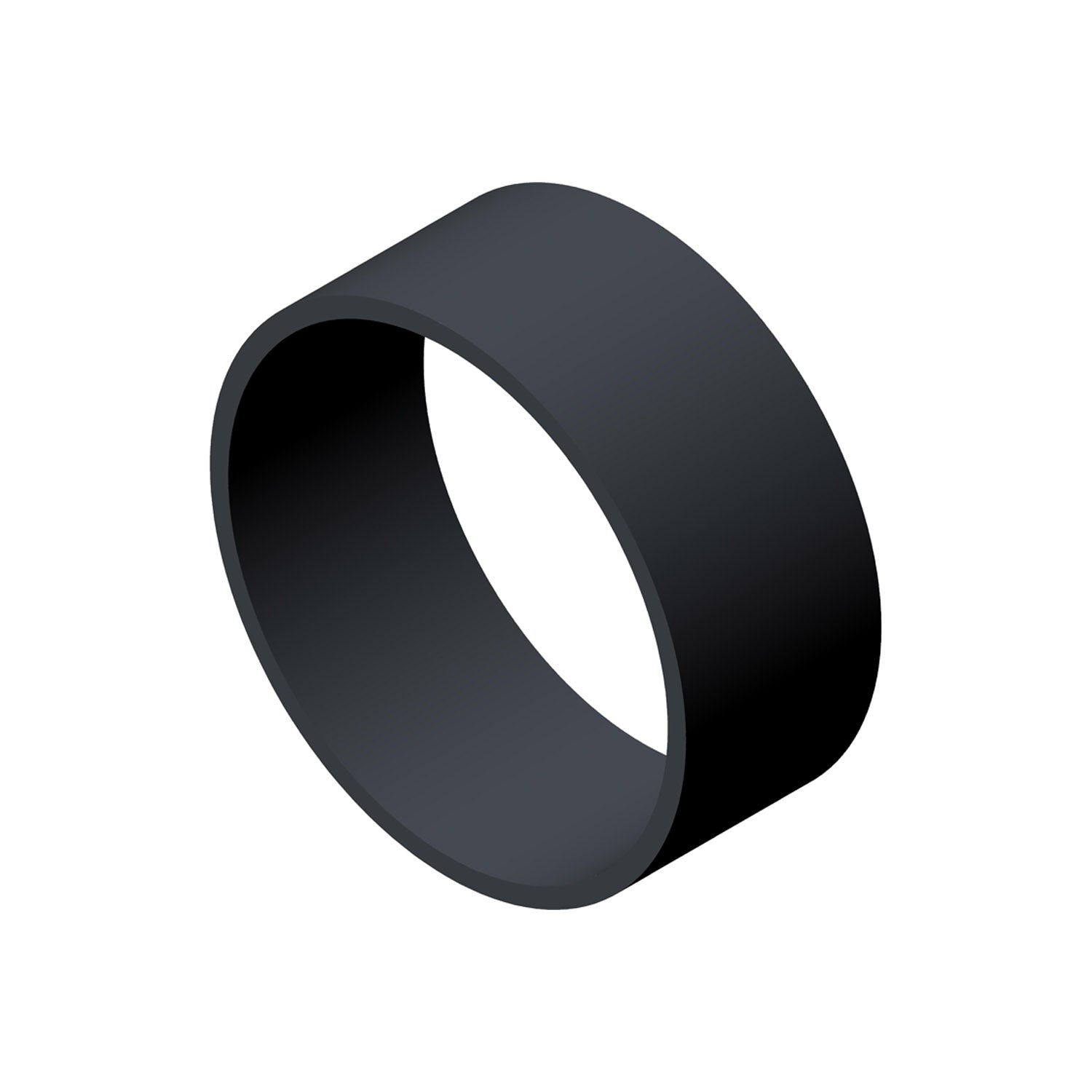 Black cylindrical bearing bushing with smooth surface, hollow center, and uniform thickness.