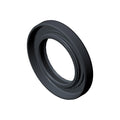Black rubber oil seal with a circular shape and grooved inner lip.