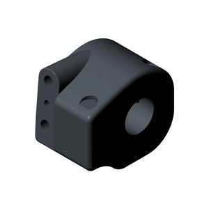 Black plastic handlebar control switch housing with rounded edges and mounting holes.