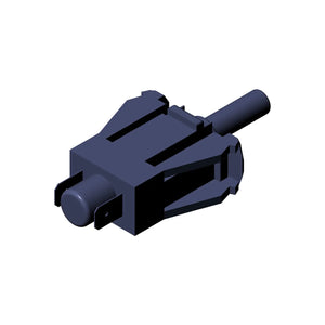 Black plastic trunk light switch with rectangular body and cylindrical actuator button.