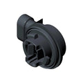 3D-rendered image of the Light Bulb Socket by Polaris—a black, circular automotive sensor with a rectangular connector and geometric details—ideal for OEM Victory Polaris socket bulb replacement, shown on a white background.