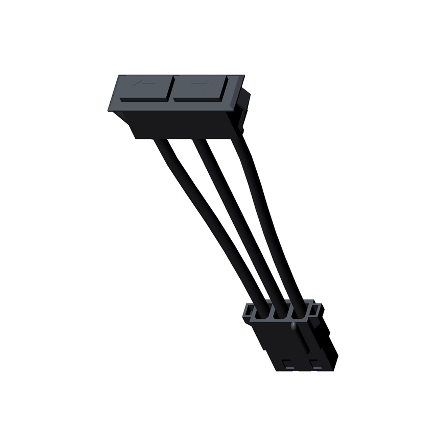 Black rectangular dual button switch with three attached black wires and a four-pin connector at the end.