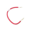 Red battery to solenoid terminal cable with metal lug connectors on both ends.