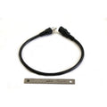 Black charging cable with molded connectors, medium thickness, 12-inch length shown next to metal ruler.