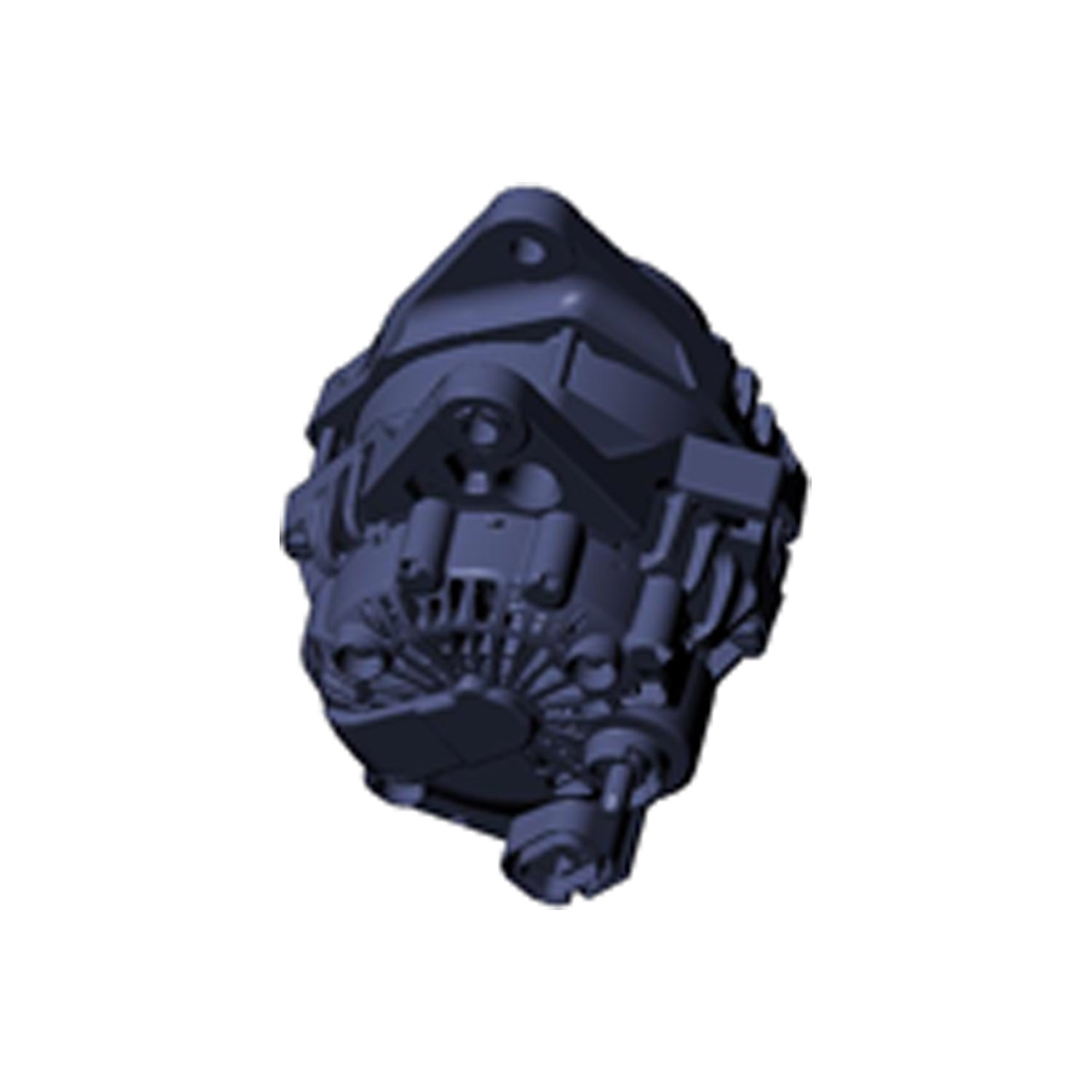 Black and dark gray metallic alternator with cooling fins and mounting brackets for offroad UTV use.