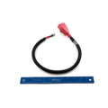 Black battery to solenoid cable with red protective cover and metal ring terminal, about 12 inches long.